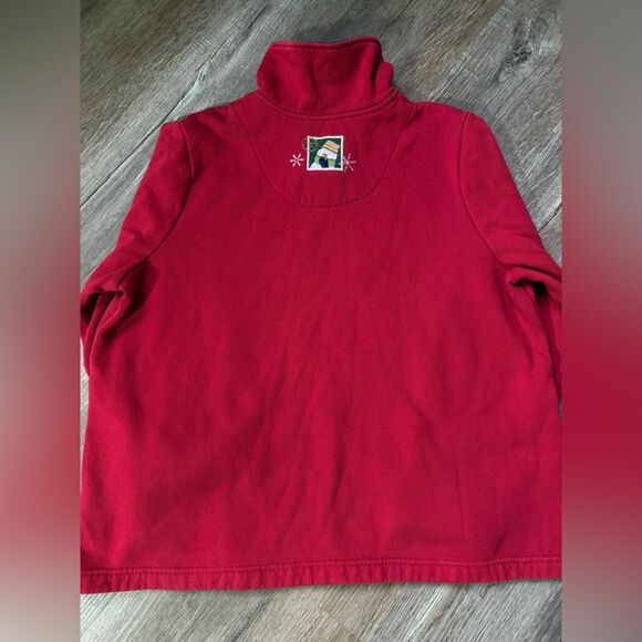 VTG BRECKENRIDGE Winter Snowman Quarter Zip Fleece Sweater Sweatshirt Red 1X - Picture 8 of 10